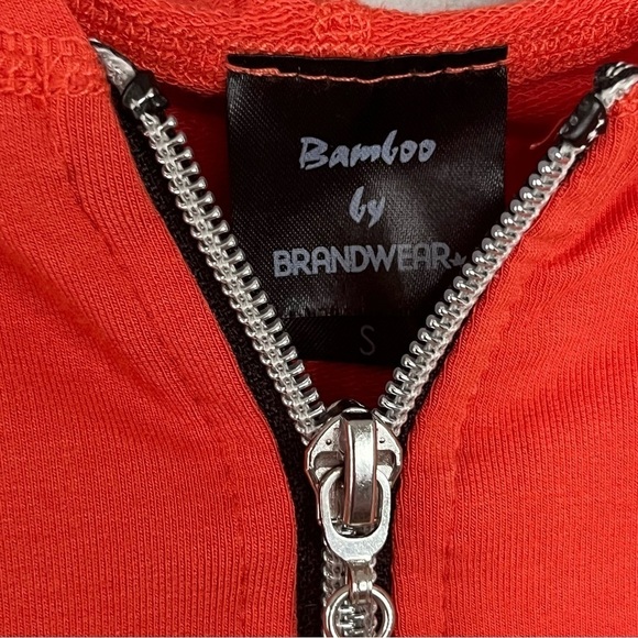 Bamboo by Brandwear Slim Fit Basic Casual Zip Up Hooded Jacket Orange Small - Picture 9 of 9